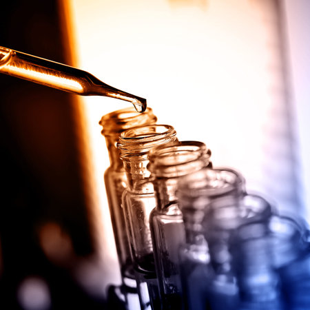 Laboratory research, dropping liquid to test tube