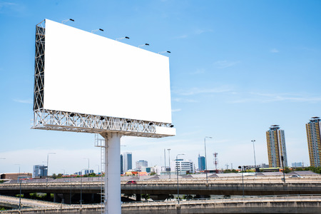 Blank billboard at dusk for advertisement, business advertising concept.の写真素材