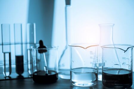 Test tubes and lab glassware in laboratoryの写真素材