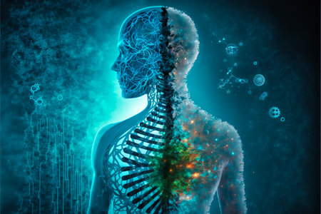 Body scanning with biotechnology concept. generative aiの素材