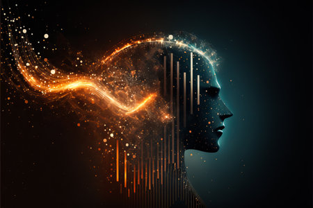 Abstract artificial intelligence face and graph, generative aiの素材