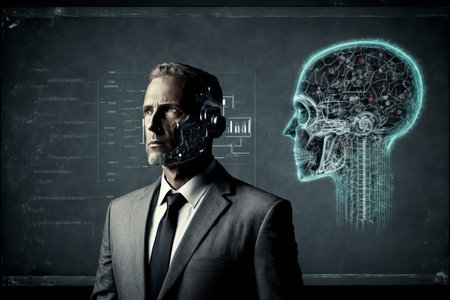 Robot in the guise of a businessman. generative aiの素材