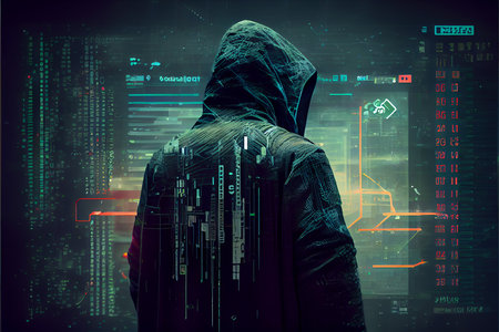 Hacker in virtual world. generative aiの素材