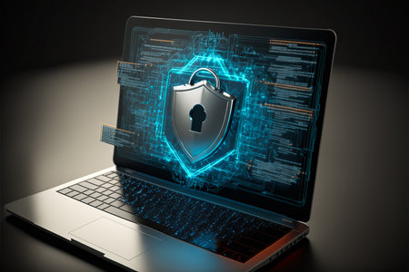 Laptop security firewall privacy protection concept. generative aiの素材