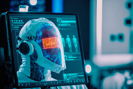 Abstract robot analysis medical technology concept, generative aiの素材