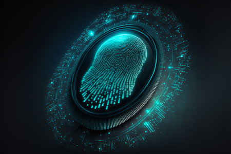 Futuristic security concept digital screen locking by fingerprintの素材
