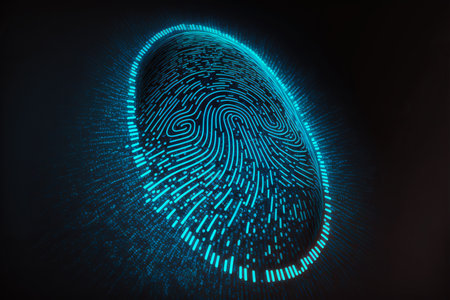 Futuristic security concept digital screen locking by fingerprintの素材
