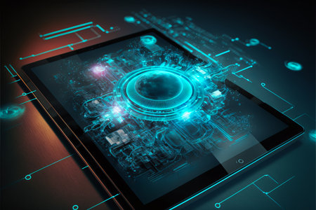 Artificial intelligence digital tablet. generative aiの素材