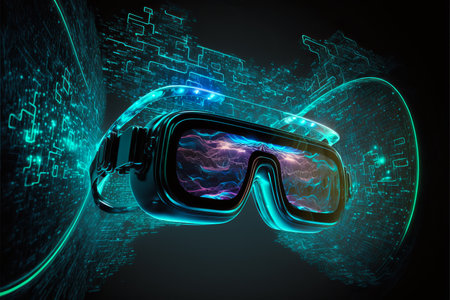 Artificial intelligence virtual reality glasses. generative aiの素材