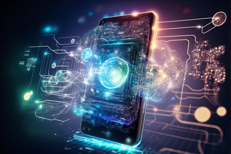 Artificial intelligence smart phone. generative aiの素材