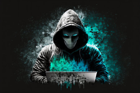 Hacker using computer in virtual world. generative aiの素材