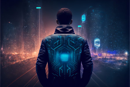 Hacker in virtual world. generative aiの素材