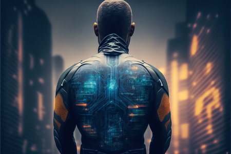 Hacker in virtual world. generative aiの素材