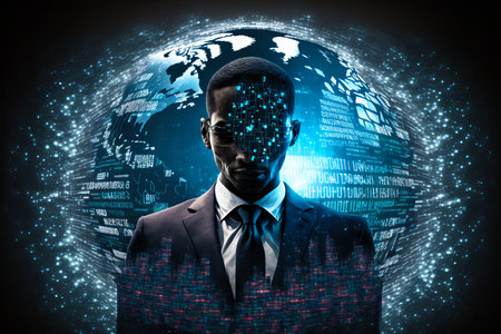 Businessman with technology background. generative aiの素材