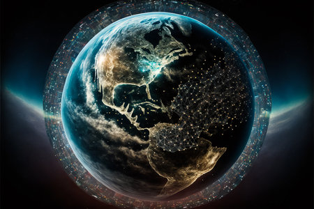 Global network connection. generative aiの素材