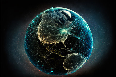 Global network connection. generative aiの素材