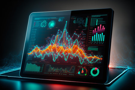 Healthcare hologram display on digital tablet, medical technology concept. generative aiの素材