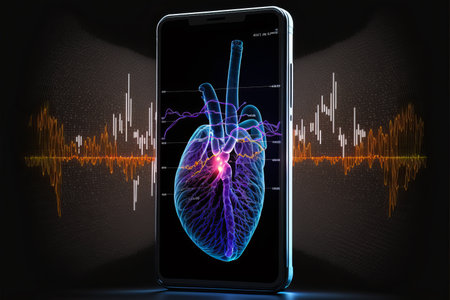 Healthcare hologram display on digital tablet, medical technology concept. generative aiの素材
