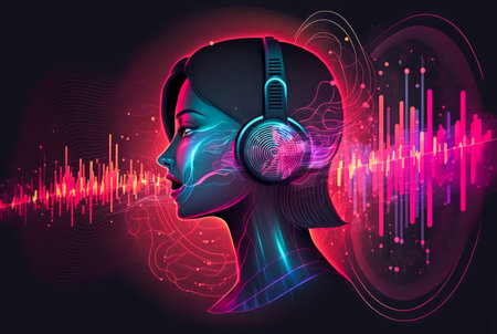 Voice assistant technology concept, generative aiの素材