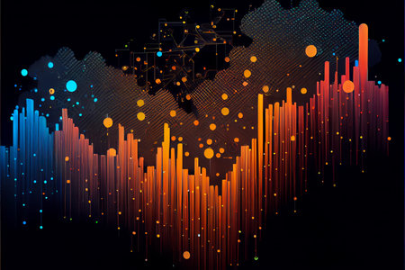 Abstract technology backgrpund with dots and lines connected. generative aiの素材