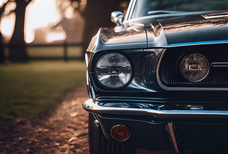 Vintage cars parked in the garden. generative aiの素材