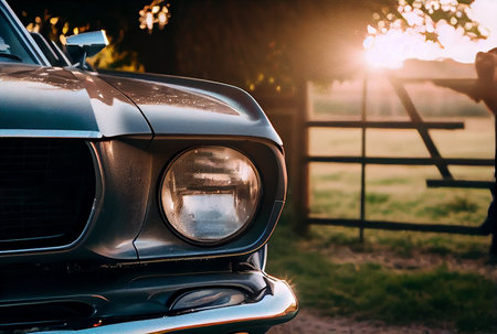 Vintage cars parked in the garden. generative aiの素材