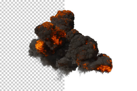 Aerial explosion on transparent background