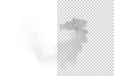 Smoke car burnout on transparent backgroundの写真素材