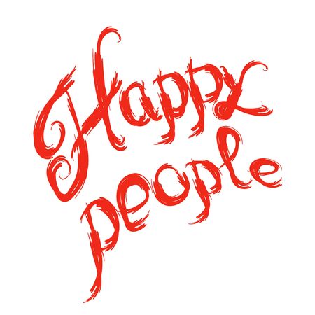 happy people. Sloppy paint text. Vector ilustration. Eps 10.のイラスト素材