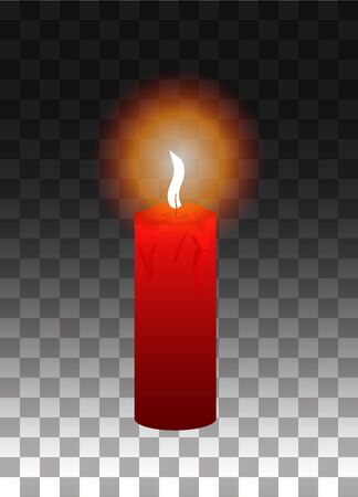 Burning candle. red candle for decoration. Christmas. Celebration. New Year. Vector illustration. Eps 10.のイラスト素材