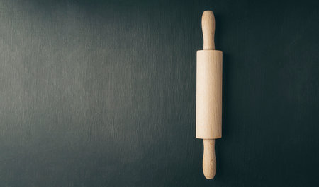 baking background. Ingredients for baking baking, baking background. Flour, sugar, eggs, and utensil on black background. Top view with copy space.の写真素材