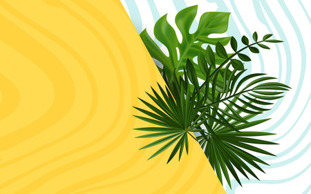 tropical design. Summer exotic flora. Forest foliage. Trendy background with tropical plant and...