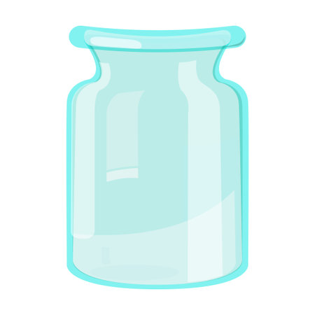 Glass jar vector empty glassware with lid or cover for canning and preserving, illustration glassful isolated on transparent background. Eps 10. cartoon style, flatのイラスト素材