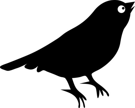 Realistic sparrows sitting and flying. Monochrome illustration of black silhouettes of little birds sparrows isolated on transparent, png. Stencil. Element for your design, print, decoration.の写真素材