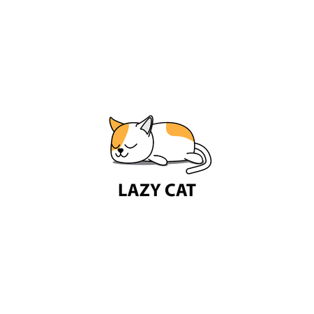 Lazy cat, fat kitten sleeping, logo design, icon vector illustration&#x9;のイラスト素材