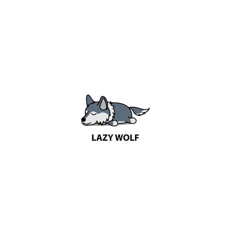 Lazy wolf sleeping icon, logo design, vector illustrationのイラスト素材
