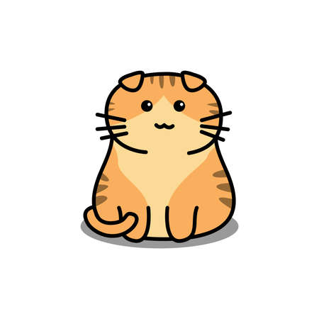Cute orange scottish fold cat cartoon, vector illustrationのイラスト素材