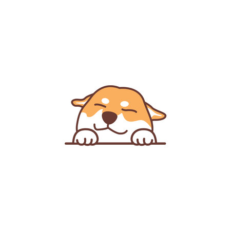 Cute shiba inu dog peeking cartoon, vector illustrationのイラスト素材