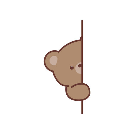 Cute brown bear peeking cartoon, vector illustrationのイラスト素材