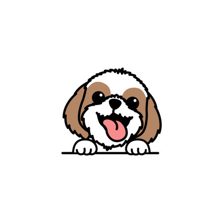 Funny shih tzu dog cartoon, vector illustrationのイラスト素材