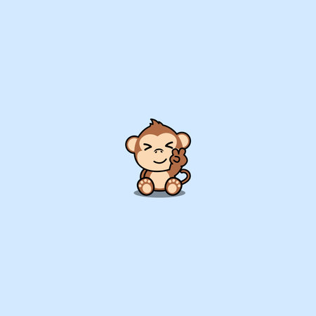 Cute monkey sitting cartoon, vector illustration&#xA;のイラスト素材