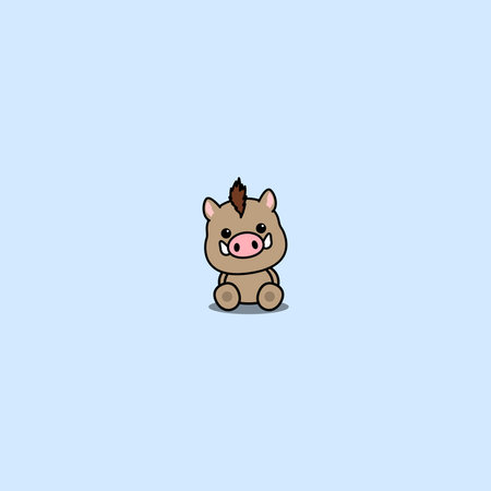 Cute boar sitting cartoon icon, vector illustration&#xA;のイラスト素材