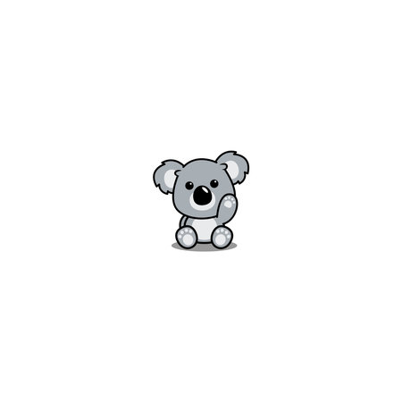 Cute koala sitting and waving paw cartoon, vector illustration&#xA;のイラスト素材