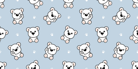 Cute polar bear cartoon seamless pattern, vector illustrationのイラスト素材