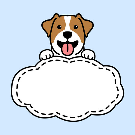 Cute jack russell terrier puppy with frame border template cartoon, vector illustrationのイラスト素材