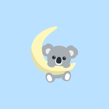 Cute koala on moon flat design, vector illustrationのイラスト素材