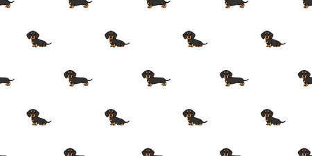 Cute dachshund dog cartoon seamless pattern, vector illustrationのイラスト素材