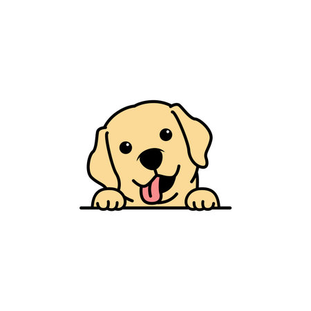 Cute labrador retriever puppy cartoon, vector illustrationのイラスト素材