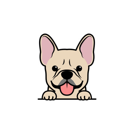 Cute french bulldog puppy cream color cartoon, vector illustrationのイラスト素材