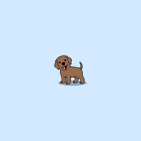 Cute chocolate brown labrador retriever puppy cartoon, vector illustrationのイラスト素材